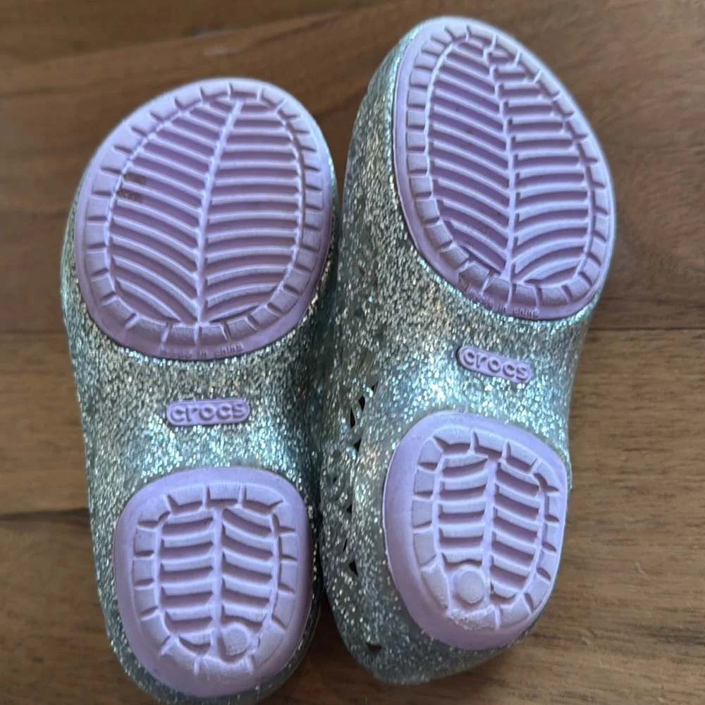 Crocs Isabella jelly shoe silver glitter size 8 toddler